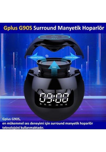 Gplus G90S Bluetooth 5.0 Çift Alarmlı Radyolu Dijital Masa Saati