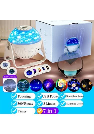 Bluetooth'lu Yıldız Galaksi Projektör Gece Lambası 7'si 1 Arada