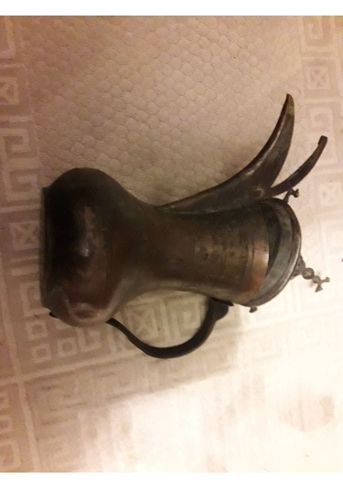 Antika Bakır İbrik Çok Eski Arapça Damgalı Nadide Bir İbrik