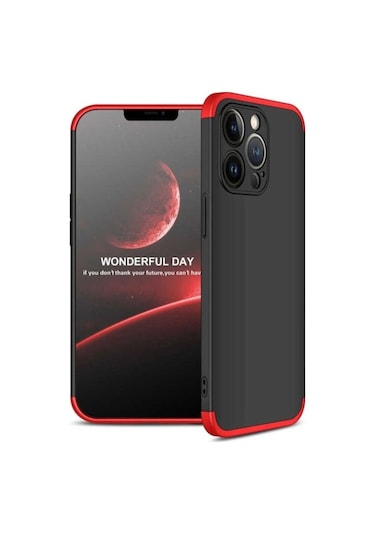Apple Uyumlu iPhone 13 Pro Max Kılıf Zore Ays Kapak Siyah-Kırmızı