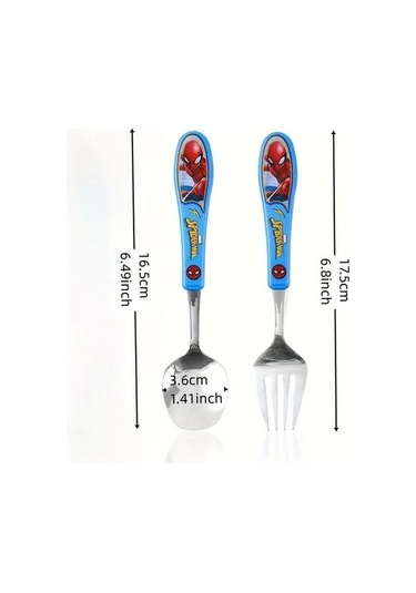 Fastbuy 3'lü Paslanmaz Çelik Örümcek Adam Kaşık Çatal Seti, Ahşap Kutulu, Taşınabilir Yeniden Kullanılabilir Sofra Takımı Ahşap