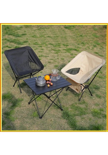 Katlanabilir Kamp Sandalye Seti Hafif Katlanır Sandalye Siyah
