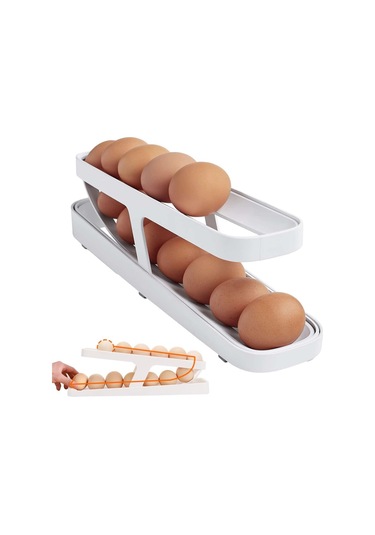 Yumurta Tutucu Buzdolabı Yumurta Tepsisi, Buzdolabı Düzenleyici, Otomatik Yuvarlanan Yumurta Tutucu 2 Katmanlı Otomatik Yuvarlanan Yumurta Dağıtıcı Yumurta Dağıtıcı Yumurta Saklama