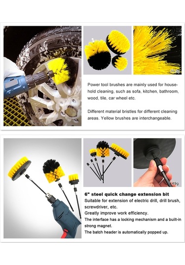 Sones 31'i 1 Arada Zemin Duvar Pencere Cam Temizleme Kireç Çözücü Elektrikli Matkap Fırça Başlığı Seti