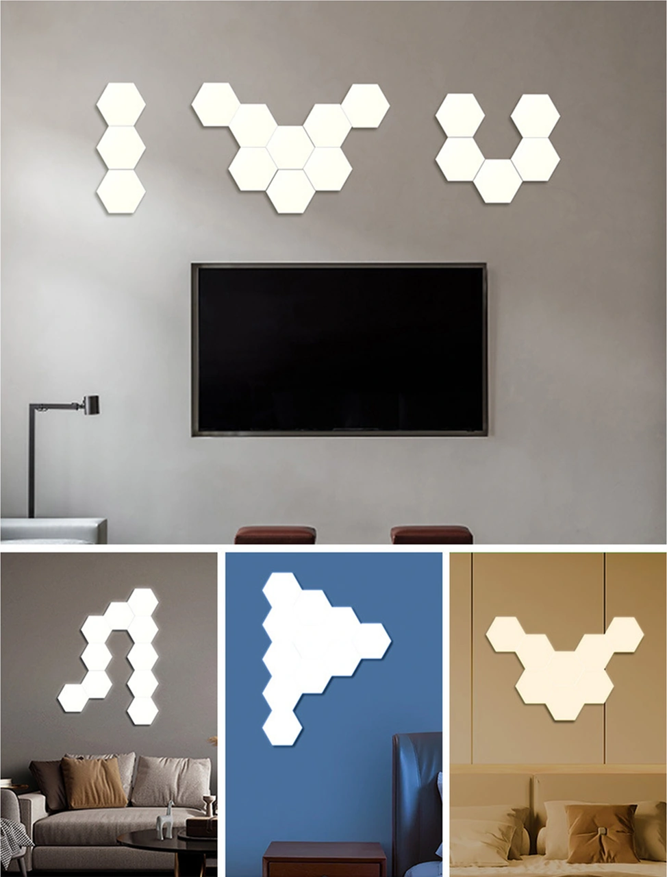 Folinda Dünya Stilinde Led Duvar Lambası, On Dokuzgen Modüler, 3 Renkli Dokunmatik Kontrol, Yatak Odası Dekorasyonu Ve Gece Aydınlatması Çok Renkli
