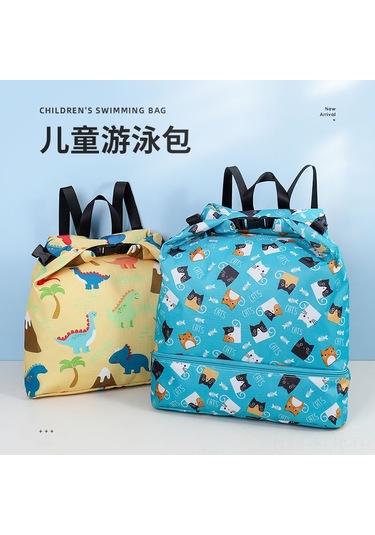 Xindoker Küçükler İçin Büyük Boy Sarı Dinozor Desenli Su Geçirmez Plaj Çantası - İç/dis Suyu Ayıran Çıkış Seyahat Sırt Çantası Sarı