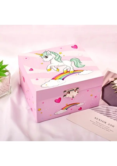 Willowhaven Whimsical Unicorn Mücevher Kutusu Yıldızlı Gece Gökyüzü Tasarımı Mor Pembe Bulutlar