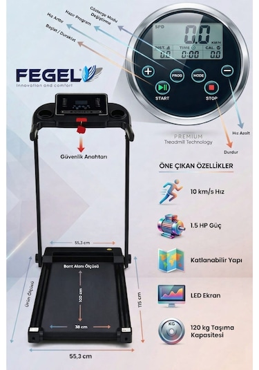 Fegel FG-380ht Katlanabilir Koşu Bandı Ev Konforunda Profesyonel Antrenman