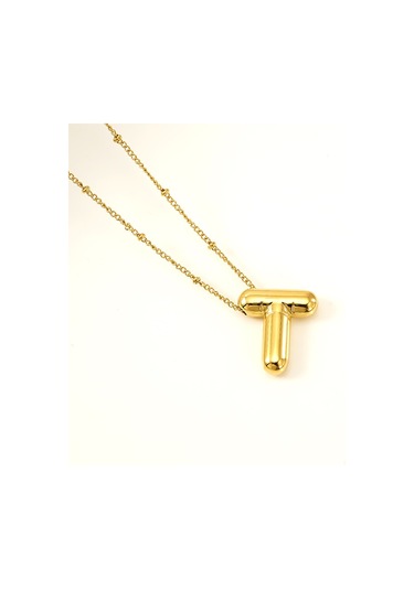Relaxed Parlak Mektup Kolye Tombul Avrupa Ve Amerikan Modası Basit Köprücük Kemiği Zinciri-t Altın