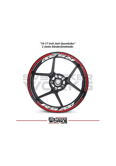 Bajaj Rs200 Jant Sticker Dış Ve İç Set Sticker Jant Şeridi Kırmızı 36387802