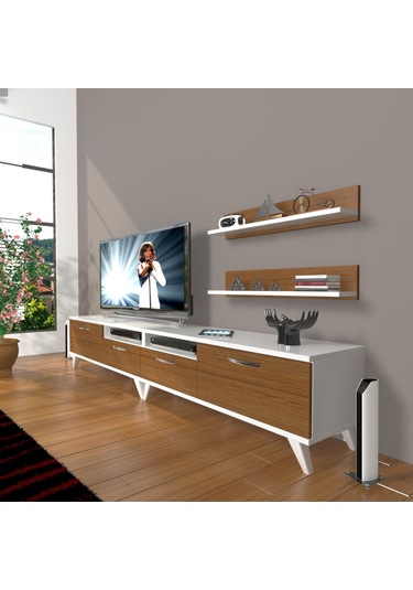 Decoraktiv Eko 220r Mdf Retro Tv Ünitesi Tv Sehpası Beyaz - Ceviz