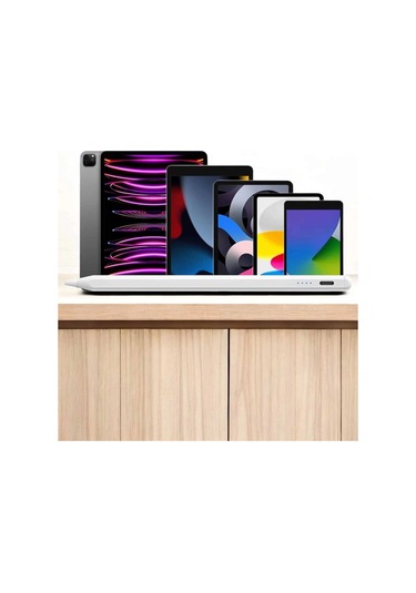 Dokunmatik Kalem Beyaz Şarjlı Yedek Uçlu Android Ve Apple iOS Uyumlu