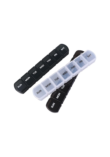 Plastik Kapsül Düzenleyici Ayrı Bölmeler İlaç Kutuları Seyahat Hap Kutusu Mini Dağıtıcılar 7 Günlük Hap Saklama Kutusu Siyah,