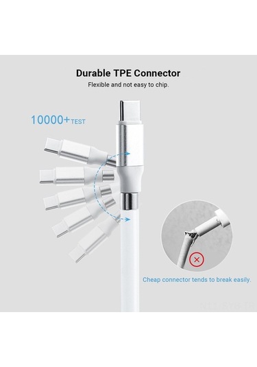Sandwich 1m Beyaz Type-c Şarj Kablosu, Manyetik Toplama, Sargı Engelleme, Akıllı Çip Sabit Akım, Yüksek Güvenlik