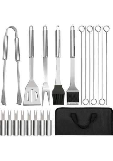 Suntek 20 Adet Barbekü Izgara Alet Seti Paslanmaz Çelik