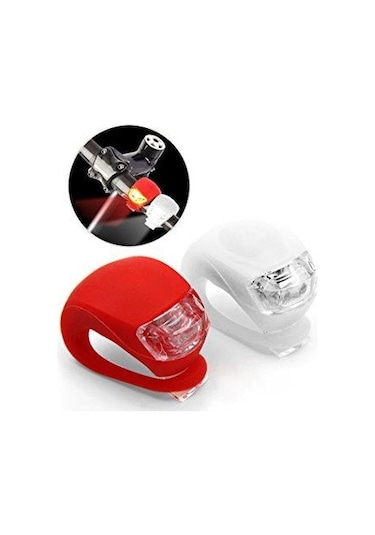 Bisiklet Silikonlu Işık Seti Far Stop + Pil Çok Renkli