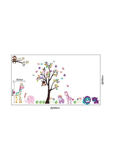 Sevimli Hayvan Karikatür Orman Kreş Duvar Sticker Çocuk Odası Dekorasyonu Ağaç Duvar Sticker Duvar Dekorasyonu 280 156cm Şeffaf