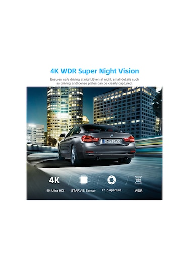 V26c 4k Wifi Araç Kamerası Çift Kamera, Gece Görüşü, Gps Ve G-sensör Desteği