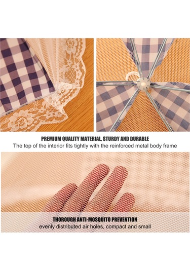 Yuntech01 Küçük Boy Bej Kiremit Desenli Katlanabilir Gıda Kapağı - Entegre Metal Çubuklar Ve Yoğun Ağ - Moskitö Ve Sinek Koruyucu - Piknik, Kamp, Manzaralar İçin Uygun Kahverengi