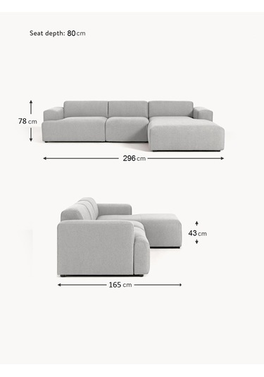 Most Mollista 3 Modül Sağ Köşe Koltuk 32 Gri Keten Kumaş Yumuşak