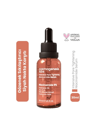 Cosmogenesis Labs Niacinamide %5 Serum 30ml - Siyah Nokta Akne Karşıtı Gözenek Sıkılaştırıcı Sebum Dengeleyici Vegan