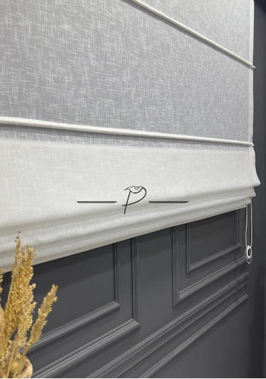 Katlamalı Keten Perde Eko Şantuklu Foldet Keten Ekru Renk Ekru