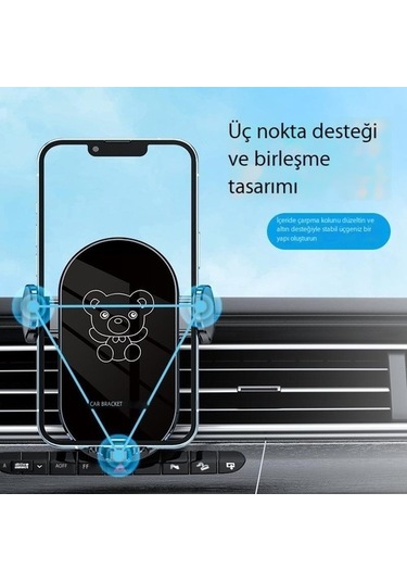 Muduan Hava Çıkış Kancası Tipi Cep Telefonu Tutucusu Araba Araç Navigasyonu Cep Telefonu Tutucusu Kırmızı - Siyah Var Direksiyon Mxıst6