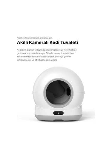 Xenon Smart Akıllı Otomatik Kameralı Kedi Tuvaleti Paslanmaz Çelik Kaseli 4lt Mama Kabı Led Işıklı Su Pınarı Ve Filtre 4'lü Pet Seti