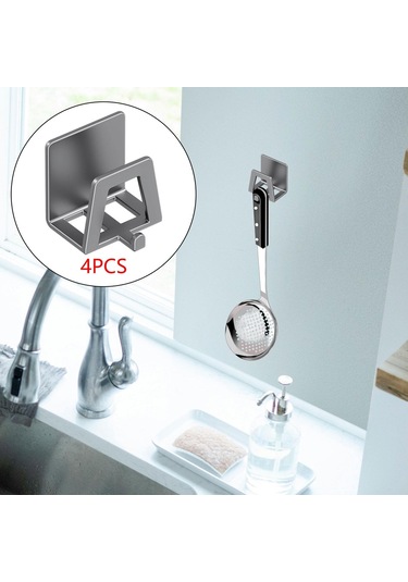 Suntek 4 Parça Tencere Kapağı Tutucu Duvara Monte Yerden Gri