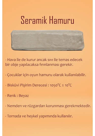 1 KG Beyaz Seramik Hamuru Doğal Kil Oyun Çamuru