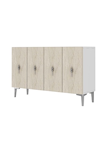 Ka1217bts Salkım Konsol Ve Tv Sehpası Beyaz-traverten-silver 120cm