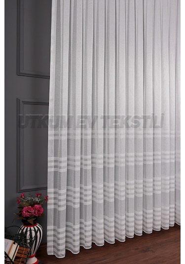 Bantlı 4 Sıra Keten Tül Perde Grz 2179