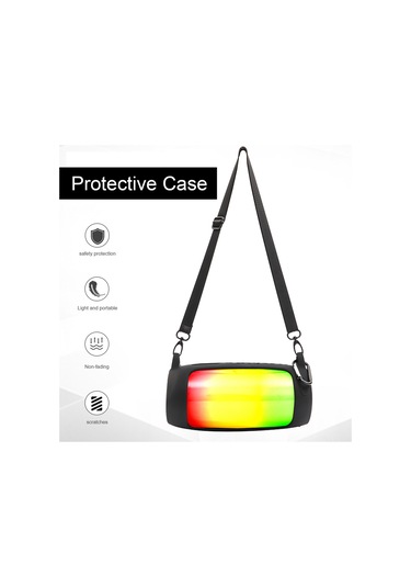 Jeemson Jbl Pulse 4 İçin Silikon Korumalı Kılıf, Askı Kemer Ve Dağcı Kanca İle Siyah