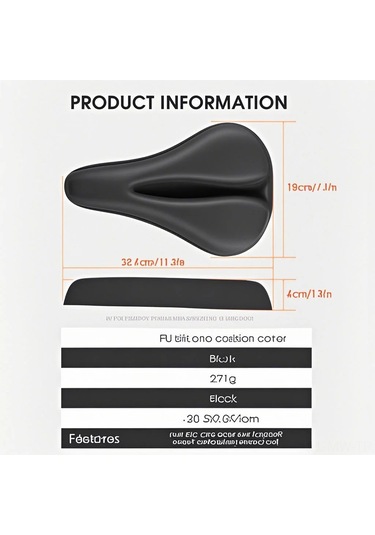 Moveevo Dağ Bisikleti Yumuşak Jilet Kılıfı - Pu Deri + Silikon + Hafıza Köpük, Kalın, Konforlu Sürüş Ekipleri Siyah