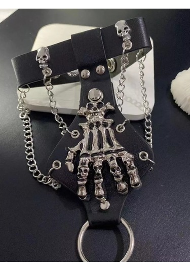 Tevdı Kainiş Ucu Ve Halka İle Kolyesiz Bileklik Gotik Tarz Hediye 198497939 Siyah