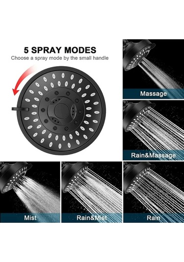 Ankastre 5 Fonksiyon Tepe Duş Başlığı Mat Siyah Gömmeli Duvardan Duş Seti Başlığı Tepe Duş Sistemler Diğer