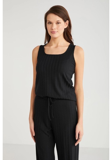 Penye Mood 3lü Kısa Kol Sabahlık Pijama Takımı Siyah