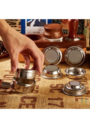 Qingmipy 58mm Paslanmaz Çelik Espresso Filtre Sepeti, Tek Duvar, 2 Fincanlık Gümüş