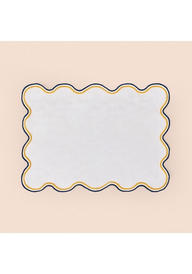 Evidea Soft Nonna Amerikan Servis - Hardal / Mavi - 30x50 Cm Hardal / Mavi Hardal - Mavi