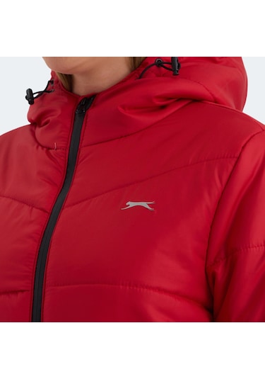 Slazenger CALLU Kadın Kapüşonlu Şişme Kırmızı Mont & Kaban