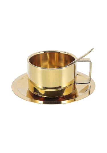 Kahve Kupası Paslanmaz Çelik Kahve Kupası Bardak Kaşık Tabağı Ofis Kupası