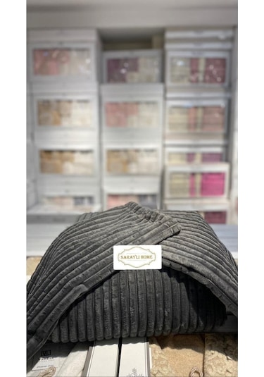 Saraylı Home Merinos Modern Line Yatak Örtüsü Antrasit