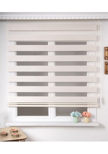 Kidmex Ithal Bambu Krem Alüminyum Kasa Zebra Perde Eteksiz
