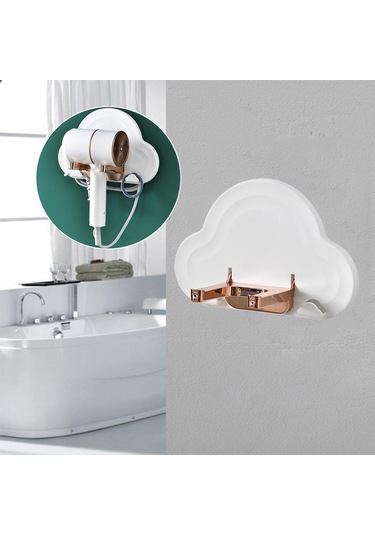 Homyl Duvar Saç Kurutma Makinesi Tutucu Depolama Standı Beyaz Beyaz