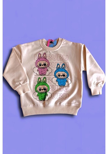 Labubu Desenli Kız Çocuk Lila Renk Eşofman Takım 2 Li Set Lila