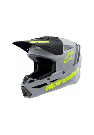 Alpinestars Sm3 Youth Radium Off-road Çocuk Genç Motosiklet Kaskı Gri Siyah Sarı