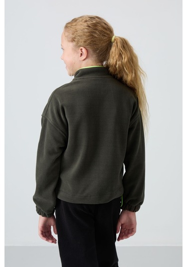 Tommy Life Haki Kalın Yumuşak Dokulu Standart Fit Nakışlı Polar Kız Çocuk Sweatshirt - 75157 Haki