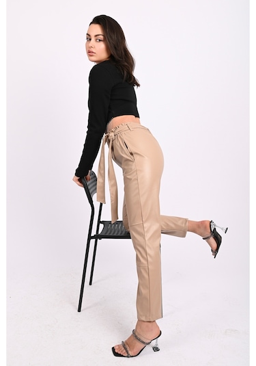 Koza Butik Kadın Jogger Deri Pantolon 6151-23 001