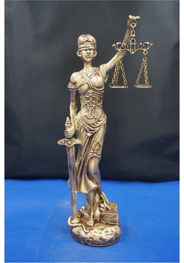 Themis Adalet Tanrıçası Heykeli 32 Cm Avukatlar İçin Dekoratif Biblo, Ev & Ofis Aksesuarı Altın