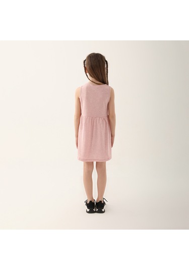 Minnie Mouse D4860-3 Çocuk  Pembe Melanj Elbise